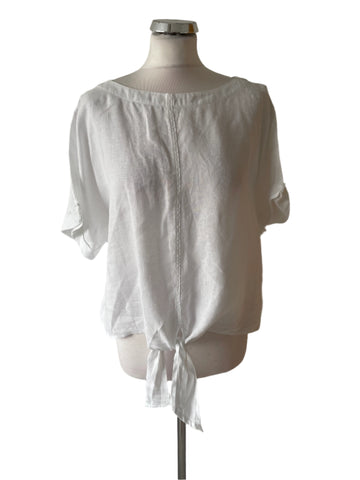 MARKS &  SPENCER PURE LINEN WHITE TIE FRONT TOP  SIZE 20