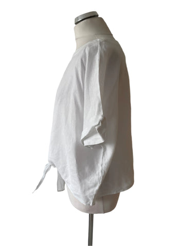 MARKS &  SPENCER PURE LINEN WHITE TIE FRONT TOP  SIZE 20