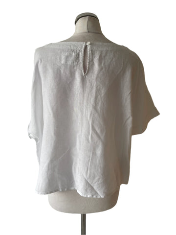 MARKS &  SPENCER PURE LINEN WHITE TIE FRONT TOP  SIZE 20