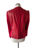 RIANI RED LEATHER WITH CONTRAST STRETCH SLEEVE JACKET SIZE 14