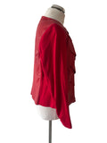 RIANI RED LEATHER WITH CONTRAST STRETCH SLEEVE JACKET SIZE 14
