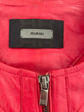 RIANI RED LEATHER WITH CONTRAST STRETCH SLEEVE JACKET SIZE 14