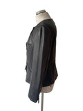 MARCCAIN BLACK LAMBS LEATHER JACKET SIZE N5 UK 14/16