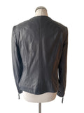 MARCCAIN BLACK LAMBS LEATHER JACKET SIZE N5 UK 14/16