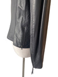 MARCCAIN BLACK LAMBS LEATHER JACKET SIZE N5 UK 14/16