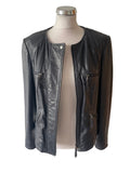 MARCCAIN BLACK LAMBS LEATHER JACKET SIZE N5 UK 14/16