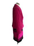SPANISH DESIGNER SONIA PENA CERISE PINK & BLACK SHEATH DRESS & JACKET SUIT SIZE 50 UK 22