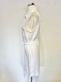GUESS WHITE LINEN COLLARED SLEEVELESS BELTED SHIRT DRESS SIZE XS