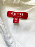 GUESS WHITE LINEN COLLARED SLEEVELESS BELTED SHIRT DRESS SIZE XS