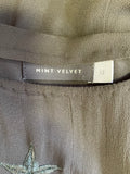 MINT VELVET KHAKI STAR EMBROIDERED SHEER OVERLAY TUNIC TOP SIZE 12