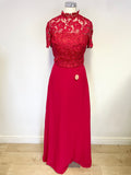 BRAND NEW CHI CHI JANE RED CROCHET LACE BODICE SHORT SLEEVE LONG EVENING/PROM DRESS SIZE 8