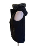 SWEATY BETTY BLACK FUR TRIM DOWN FILLED HOODED BODY WARMER/ GILET SIZE S