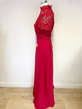 BRAND NEW CHI CHI JANE RED CROCHET LACE BODICE SHORT SLEEVE LONG EVENING/PROM DRESS SIZE 8