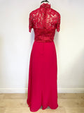BRAND NEW CHI CHI JANE RED CROCHET LACE BODICE SHORT SLEEVE LONG EVENING/PROM DRESS SIZE 8