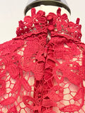 BRAND NEW CHI CHI JANE RED CROCHET LACE BODICE SHORT SLEEVE LONG EVENING/PROM DRESS SIZE 8
