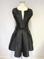 ICEBERG GILMAR BLACK BROCADE SLEEVELESS FIT & FLARE DRESS SIZE 40 UK