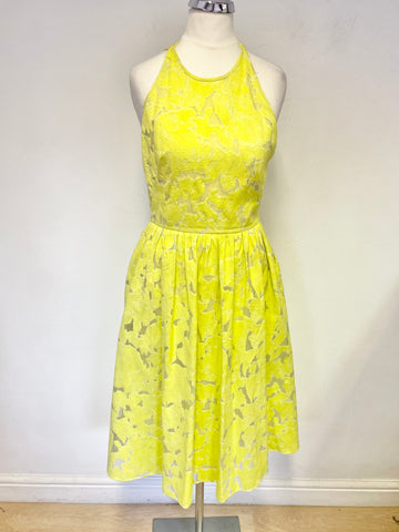 WHISTLES CITRUS YELLOW CUT OUT BACK FIT & FLARE SLEEVELESS DRESS SIZE 8