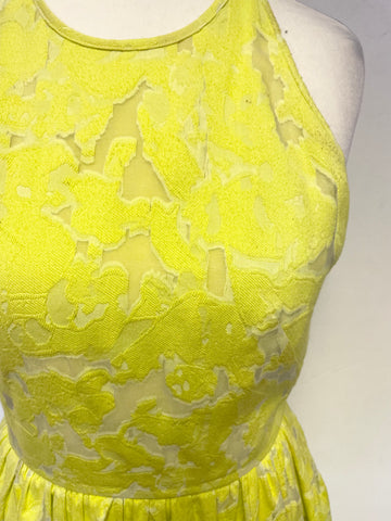 WHISTLES CITRUS YELLOW CUT OUT BACK FIT & FLARE SLEEVELESS DRESS SIZE 8