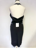 BRAND NEW COSTUME NATIONAL BLACK JERSEY HALTER NECK PENCIL DRESS  SIZE 40 UK 8