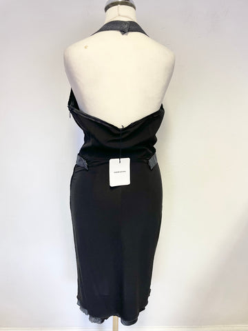 BRAND NEW COSTUME NATIONAL BLACK JERSEY HALTER NECK PENCIL DRESS  SIZE 40 UK 8