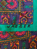 VINTAGE JAEGER 100% SILK MULTI COLOURED SQUARE SCARF