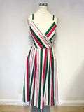 TED BAKER NORIIE TUTTI FRUTTI STRIPE THIN STRAP EMPIRE LINE DRESS SIZE 0 UK 4/6