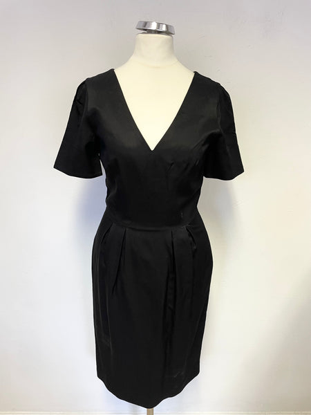 WHISTLES BLACK V NECK SHORT SLEEVED PENCIL DRESS SIZE 8