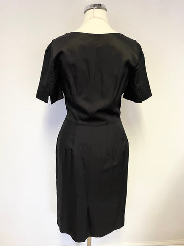 WHISTLES BLACK V NECK SHORT SLEEVED PENCIL DRESS SIZE 8