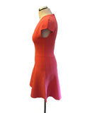 REISS RENEE FLAMINGO PINK V NECK FIT & FLARE DRESS  SIZE 10