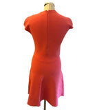 REISS RENEE FLAMINGO PINK V NECK FIT & FLARE DRESS  SIZE 10