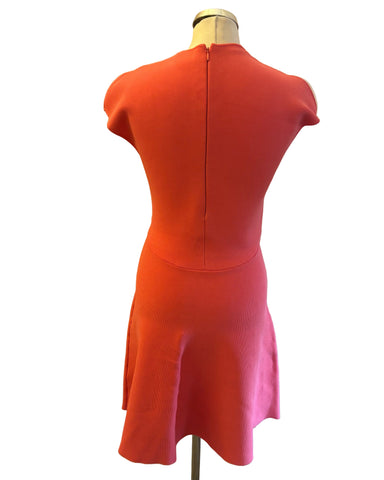 REISS RENEE FLAMINGO PINK V NECK FIT & FLARE DRESS  SIZE 10
