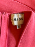 REISS RENEE FLAMINGO PINK V NECK FIT & FLARE DRESS  SIZE 10