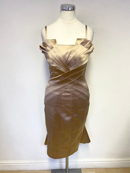 KAREN MILLEN GOLD FAN DETAILED BODICE SPECIAL OCCASSION DRESS SIZE 10