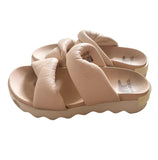 SOREL VIBE TWIST SAND/CHALK SLIP ON LEATHER SLIDERS SIZE 6/39