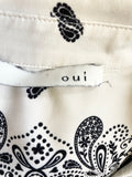 OUI  IVORY & BLACK PAISLEY PRINT COLLARED LONG SLEEVED BLOUSE SIZE 12