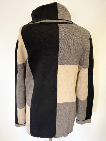 MARBLE BLACK & CAMEL COLOUR BLOCK ROLL NECK LONG SLEEVE JUMPER SIZE 3 UK L