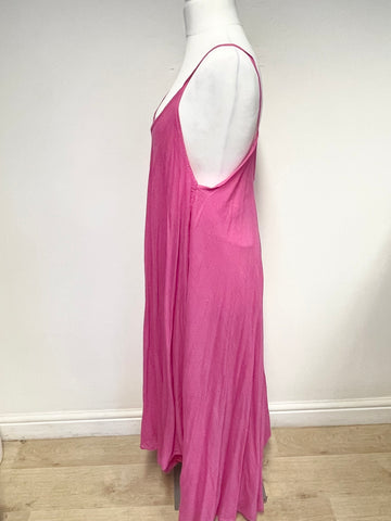 MADE IN ITALY PINK THIN STRAP FLOATY DRESS WITH MATCHING CROPPED TOP ONE SIZE