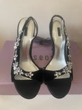 BRAND NEW COAST BLACK VELVET DIAMANTE TRIM SLINGBACK HEELS SIZE 5/38