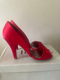 BRAND NEW FAITH RED SATIN BOW & PLEATED PEEPTOE OCCASION HEELS SIZE 5/38