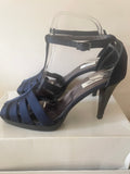 HOBBS LIMITED EDITION NAVY BLUE SATIN ANKLE STRAP SANDALS SIZE 6/39