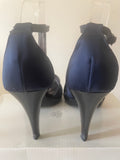 HOBBS LIMITED EDITION NAVY BLUE SATIN ANKLE STRAP SANDALS SIZE 6/39