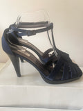 HOBBS LIMITED EDITION NAVY BLUE SATIN ANKLE STRAP SANDALS SIZE 6/39