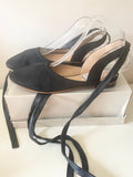 BRAND NEW CLARKS GRACE SOPHIA BLACK LEATHER LACE UP LEG FLATS SIZE 4.5/37.5