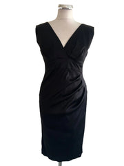 BRAND NEW MARKS & SPENCER PETITE BLACK SATIN PENCIL DRESS SIZE 8
