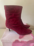 JIGSAW DARK RED SUEDE RUCHED ANKLE BOOTS SIZE 6/39