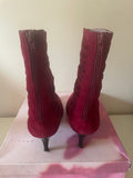 JIGSAW DARK RED SUEDE RUCHED ANKLE BOOTS SIZE 6/39