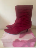 JIGSAW DARK RED SUEDE RUCHED ANKLE BOOTS SIZE 6/39