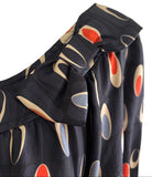 OLIVE AND ORANGE BY ORLA KEIRLEY SILK BLACK & MULTI PRINT TIE BELT DRESS SIZE 14