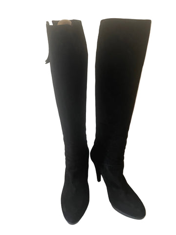 STUART WEITZMAN FOR RUSSELL & BROMLEY BLACK SUEDE KNEE LENGTH BOOTS SIZE 6.5/3