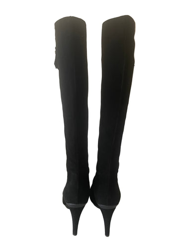 STUART WEITZMAN FOR RUSSELL & BROMLEY BLACK SUEDE KNEE LENGTH BOOTS SIZE 6.5/3